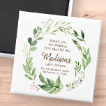 Imán Favor de la fiesta de Baby Shower de la energía de<br><div class="desc">El diseño está compuesto por hojas de hoja de color verde acuático botánicos follaje Disponible aquí: http://www.zazzle.com/store/selectpartysupplies</div>