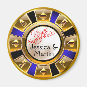 Imán Favor del Chip Casino Gold & Royal Blue Vegas