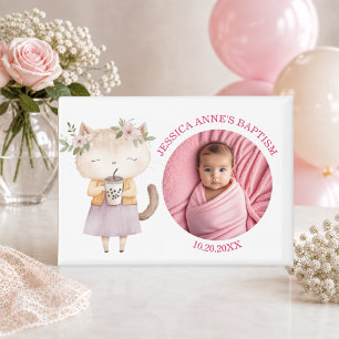 Imán Favor especial de bautizo para niña con foto