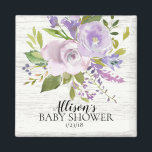 Imán Favorito de Ducha Rustic Wood Purple Lavender<br><div class="desc">Hermosa Lavanda Púrpura Flores de bebé ducha favorecen el imán. Artículos coincidentes disponibles en nuestra tienda.</div>