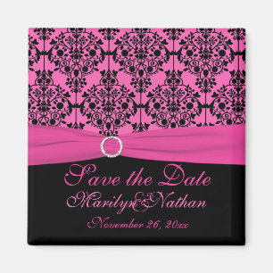 Imán favorito de la boda de Damasco rosa y Negro