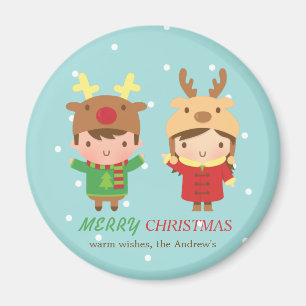 Imán Favoritos de fiesta de Navidad de adorables renos 