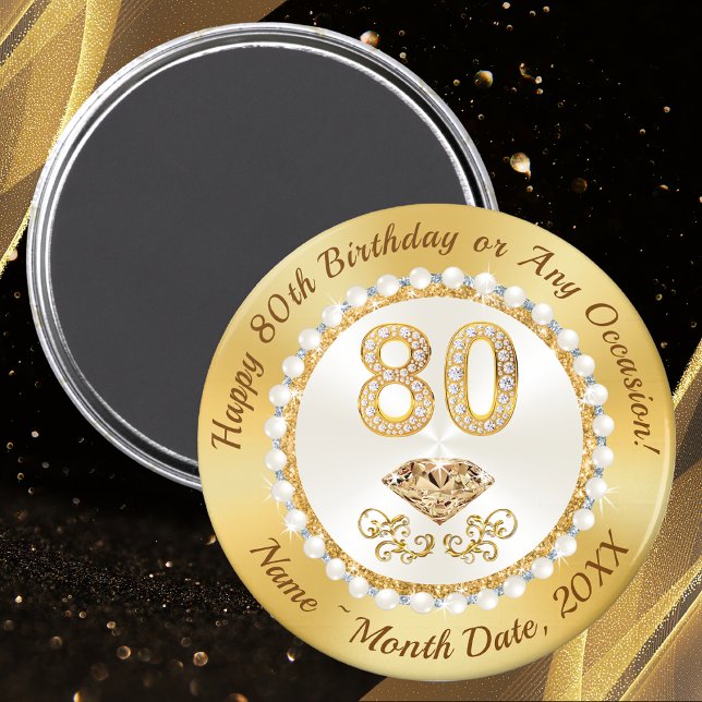 Imán Favoritos de partido para 80 ideas de cumpleaños,  (80th birthday party favor ideas. Party favor ideas for adults 80th birthday. 80th birthday favors.)