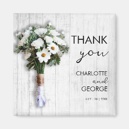 Imán Favoritos de ramo boda floral blanco