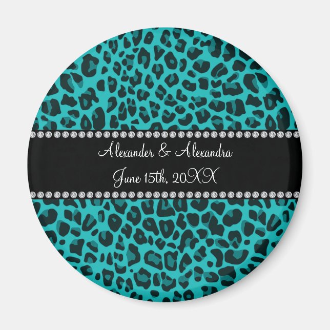 Imán Favoritos matrimoniales de leopardo turquesa (Frente)