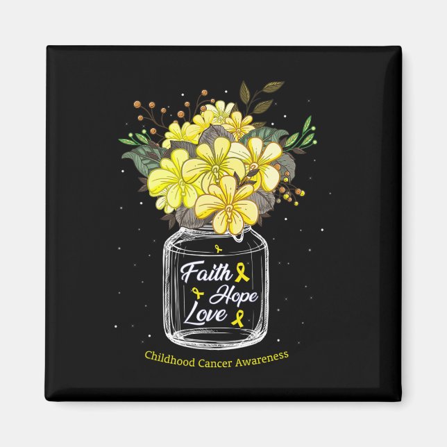 Imán Fe del Cáncer Infantil Amor Esperanza Flor Jar Awa (Frente)