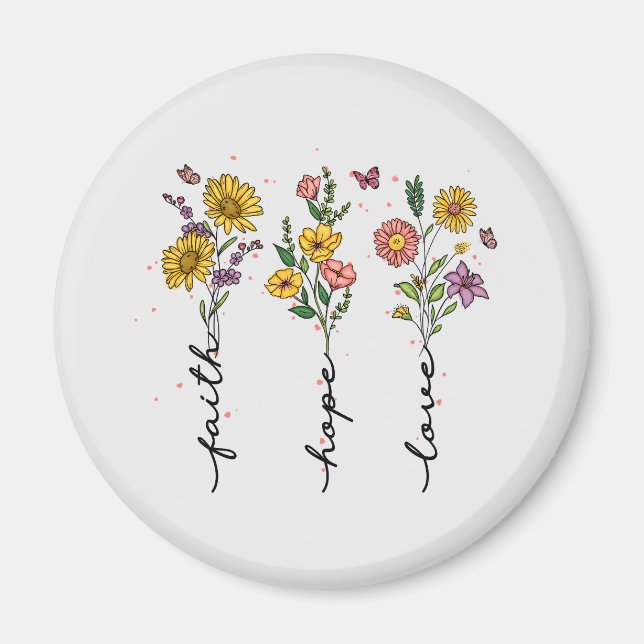 Imán Fe, esperanza, amor - Inspirador florero vibrante (Frente)