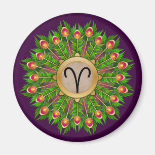 Imán Feather Wreath Zodiac Rótulo Aries