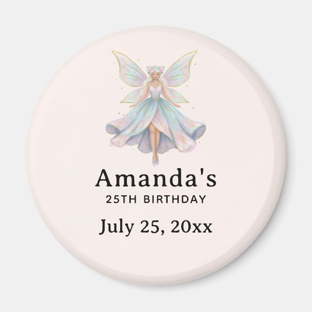 Imán Fecha de Cumpleaños de Hada Angelical Mágica Paste (Frente)