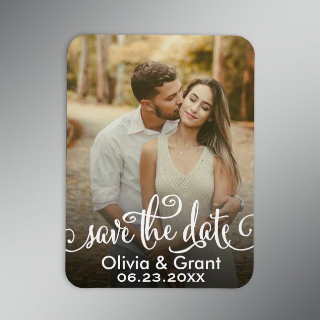 Imán Fecha de guardado de foto con letra de caligrafía (Subido por el creador)