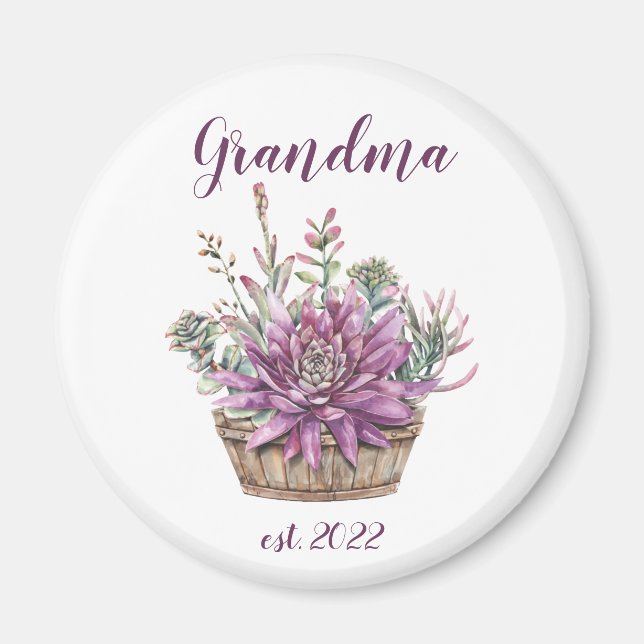 Imán Fecha de la abuela del personalizable - Primera ve (Frente)