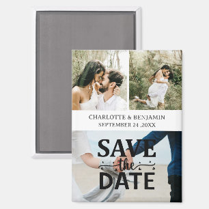 Imán Fecha de la Boda Guardar la Fecha con 3 Fotos Pers