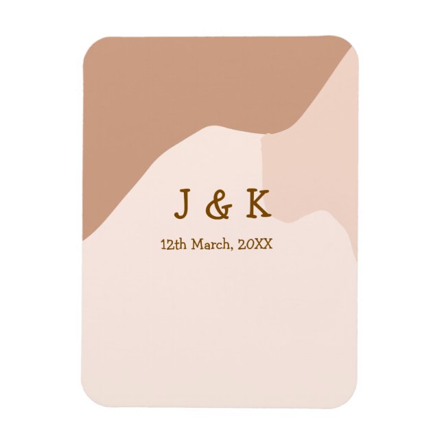 Imán Fecha del nombre del boda del naranja del boho de  (Vertical)