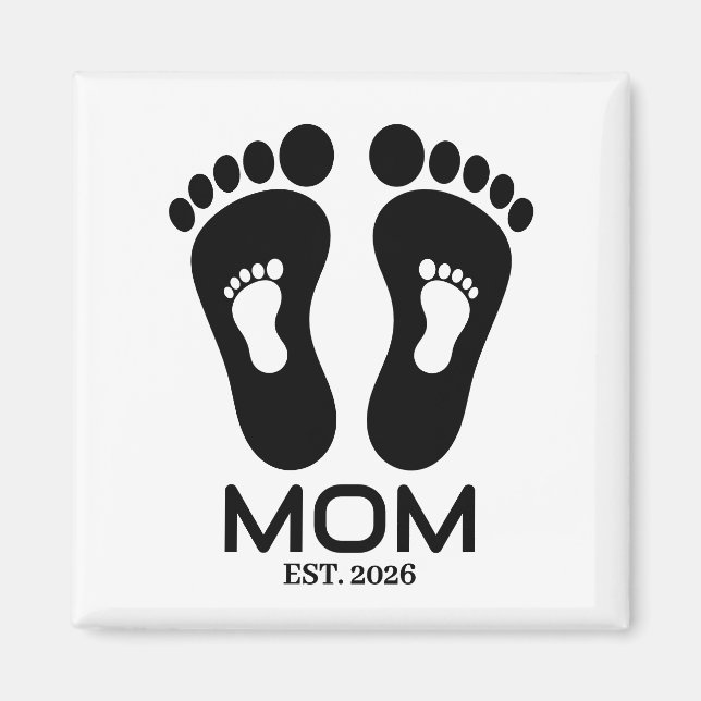 Imán Fecha establecida de huellas de bebé de nueva mamá (Frente)