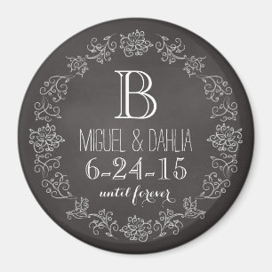 Imán Fecha personalizada de la boda del monograma de la