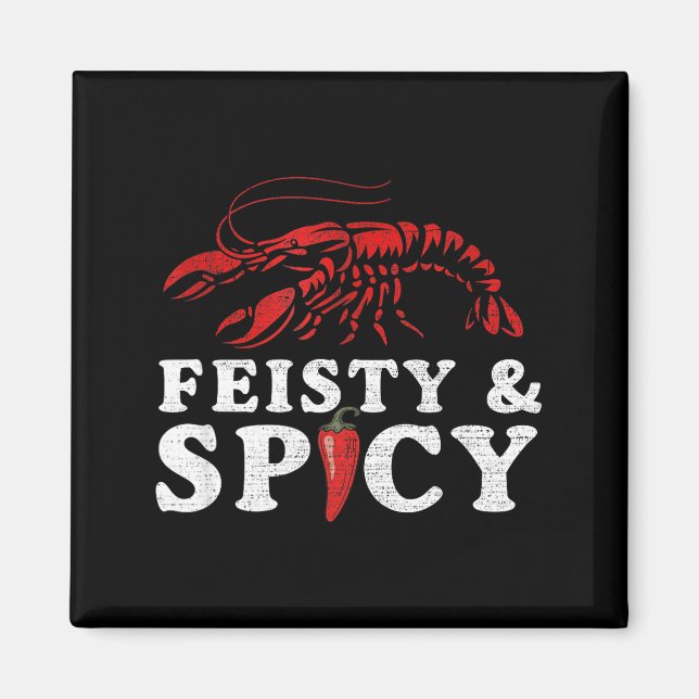 Imán Feisty And Scy Funny Crawfish Boil Cute Mardi Gras (Frente)