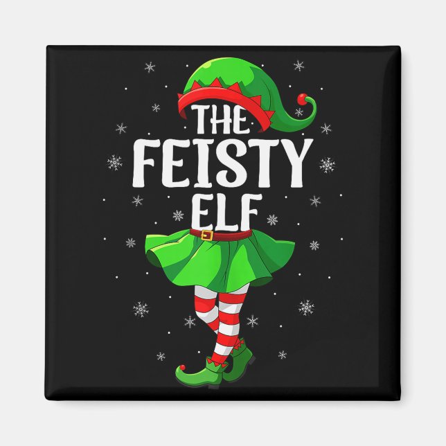 Imán Feisty Elf Christmas Girls Women Elf Squad Xmas Fa (Frente)