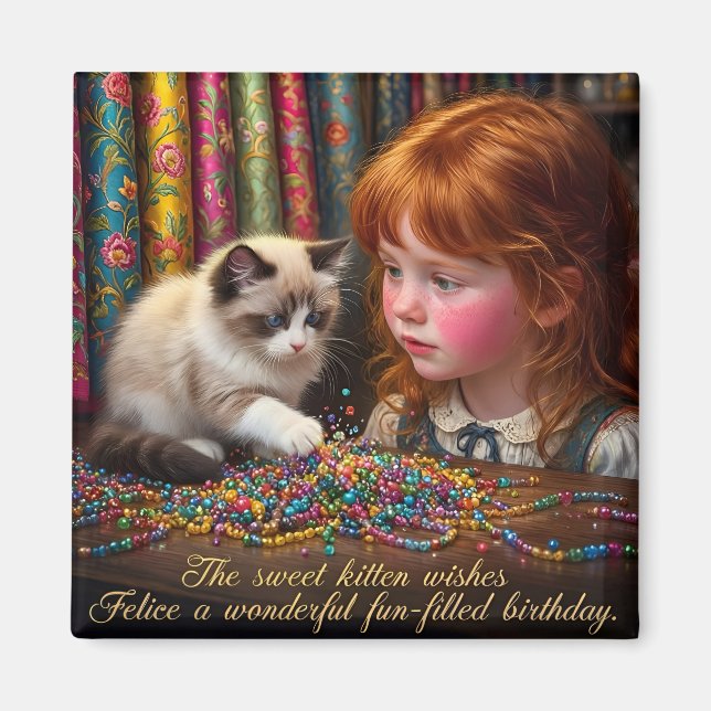 Imán FELICE ~ FELIZ CUMPLEAÑOS Gatito ~ (Frente)