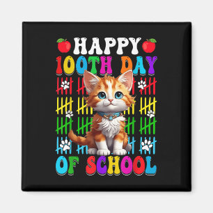 Imán Felices 100 días de clase, gato 100 días más intel