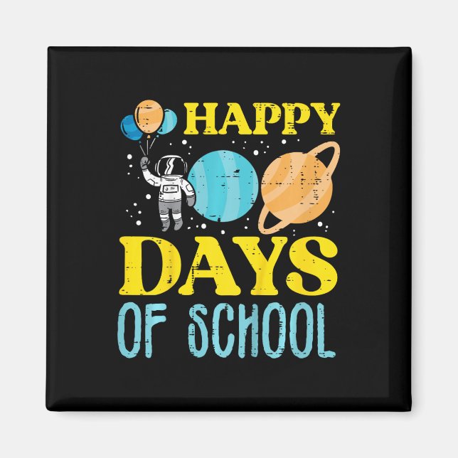 Imán Felices 100 días de planes de astronautas escolare (Frente)