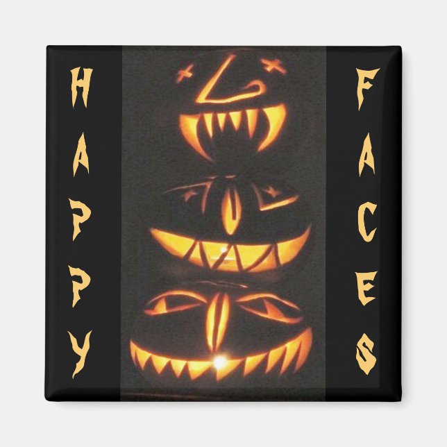 Imán Felices caras de Jack o'Lantern (Frente)