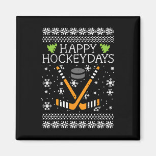 Imán Felices días de hockey Navidades feas de Navidad h