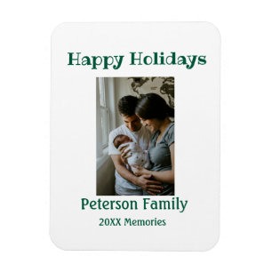 Imán Felices fiestas añadir foto de familia verde Navid