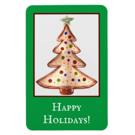 Imán Felices Fiestas Árbol de Navidad Dorada
