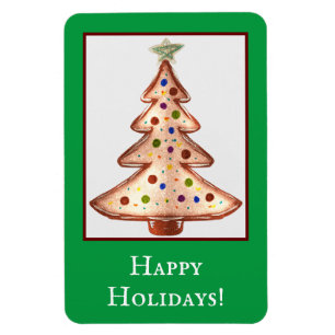 Imán Felices Fiestas Árbol de Navidad Dorada