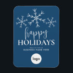 Imán Felices Fiestas Azul Moderno Logo Negocios<br><div class="desc">Happy Holidays Blue Modern Business Logo Holiday Card Magnet</div>