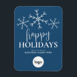 Imán Felices Fiestas Azul Moderno Logo Negocios<br><div class="desc">Happy Holidays Blue Modern Business Logo Holiday Card Magnet</div>