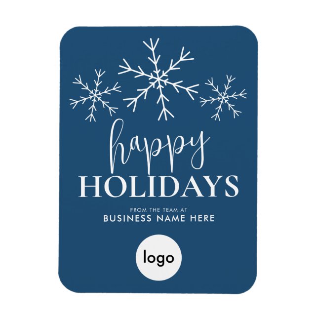 Imán Felices Fiestas Azul Moderno Logo Negocios (Vertical)