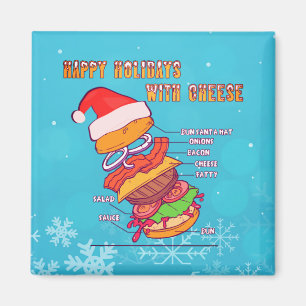 Imán Felices Fiestas con Queso, Hamburguesa de Navidad