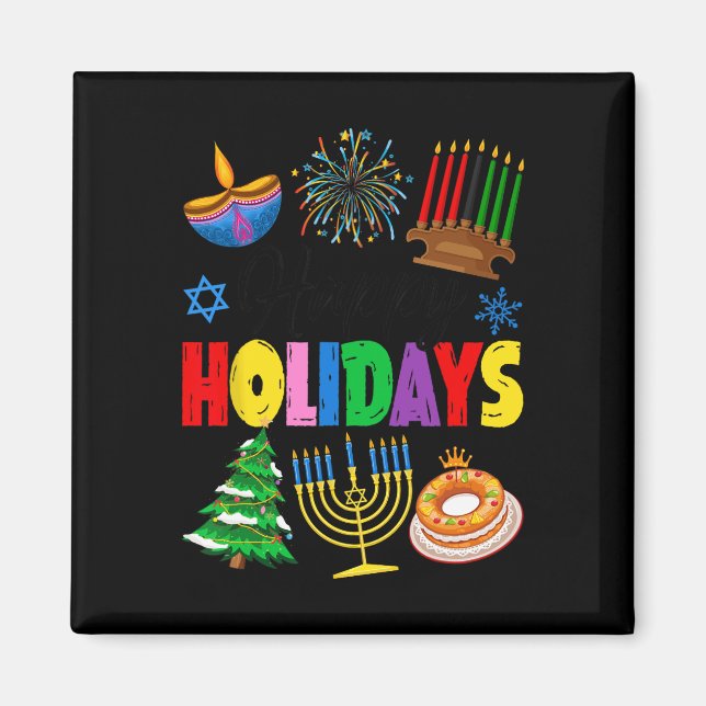 Imán Felices Fiestas Feliz Navidad Feliz Hanukkah Happ (Frente)