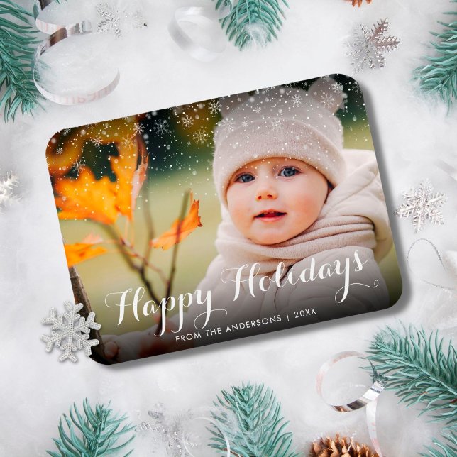 Imán Felices Fiestas Foto Copos de Nieve Navidad (Subido por el creador)