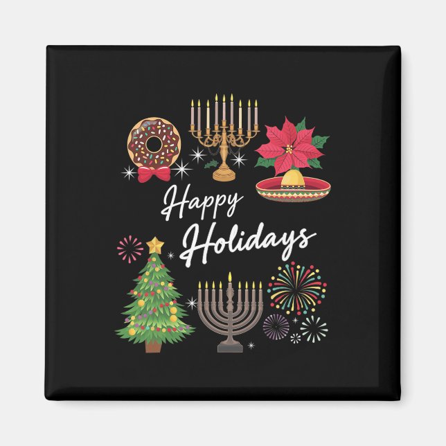 Imán Felices fiestas Hanukkah Feliz Navidad Navidades K (Frente)