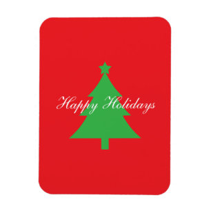 Imán Felices Fiestas Navidad Año Nuevo Rojo Brillante