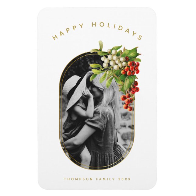 Imán Felices fiestas Personalizado Foto Navidades famil (Vertical)