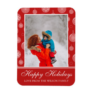 Imán Felices fiestas Red Navidad Decoraciones Foto