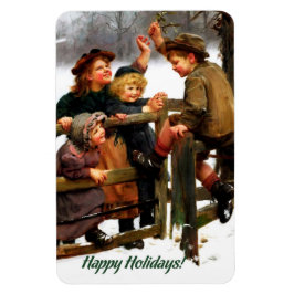 Imán Felices Fiestas. Regalo de Navidades de arte de ép