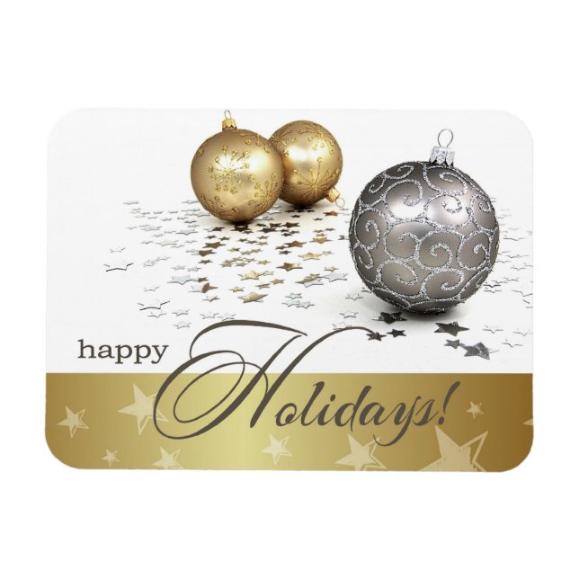 Imán Felices Fiestas. Regalo de Navidades de bolas de p (Horizontal)