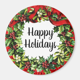 Imán Felices Fiestas Vintage Wreath Gift / Decoración M