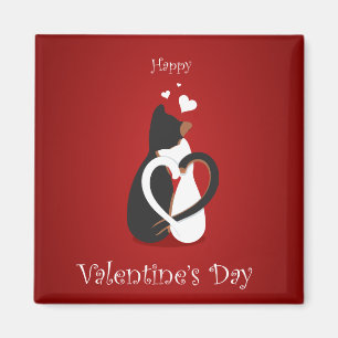 Imán Felices gatitos negros y blancos de San Valentín