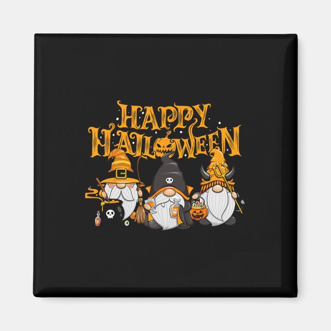 Imán Felices Gnomes de Halloween Vacaciones otoño de ca (Frente)