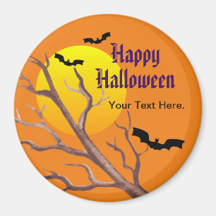 Imán Felices Murciélagos De Halloween Y La Luna