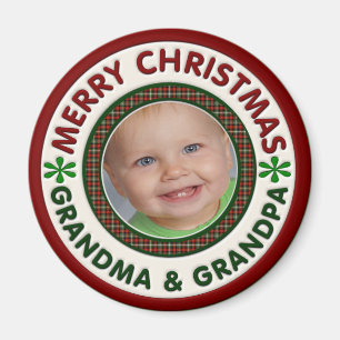 Imán Felices Navidad abuela y foto del abuelo