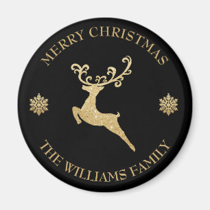 Imán Felices Navidad del oro del reno conocido de
