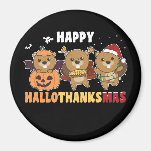 Imán Felices Navidades castores de Hallothanksmas Beave