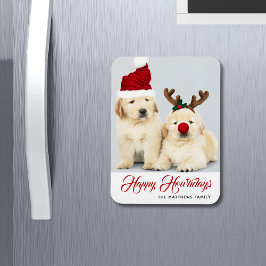 Imán Felices Navidades de Fotos del Día de los Cachorro