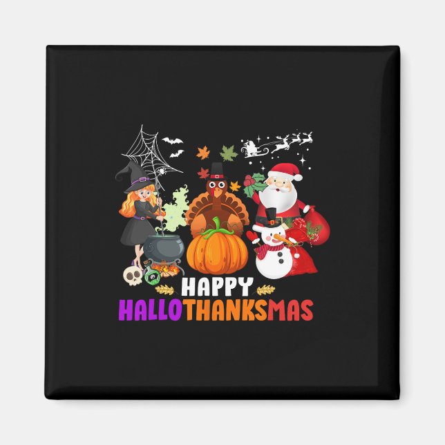 Imán Felices Navidades de Halloween Fall de Hallothanks (Frente)